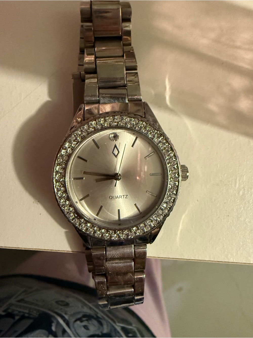 Silver Crystal-Accent Women's Quartz Bracelet Watch